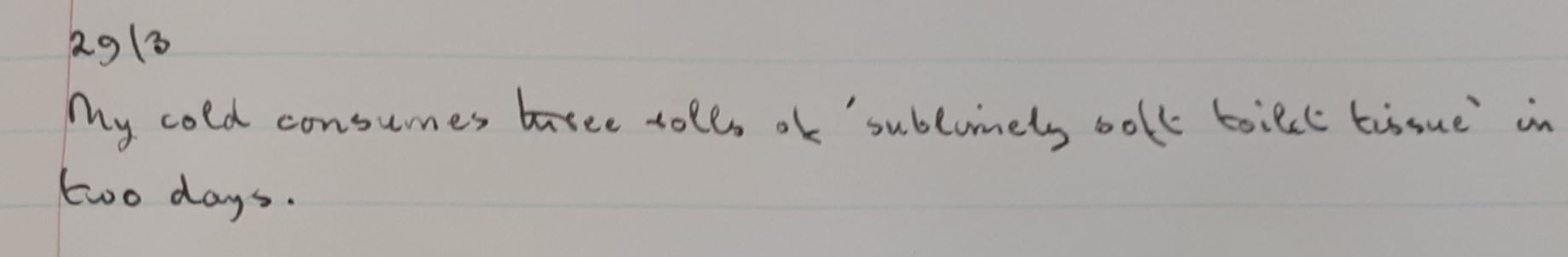 Peter Mackay Diary entry 29 March 2020